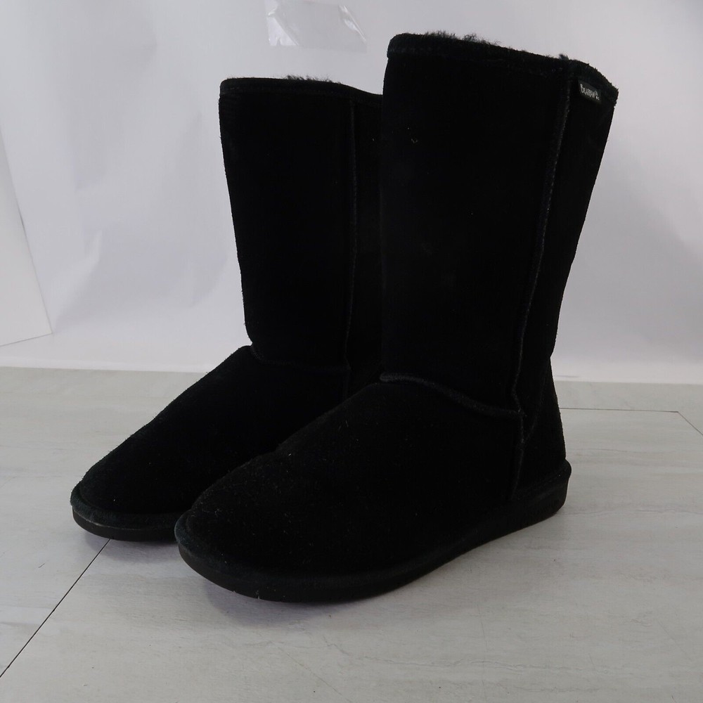 Bearpaw Emma Tall Women's Size 9 Black Suede Sheepskin Wool Winter Boots